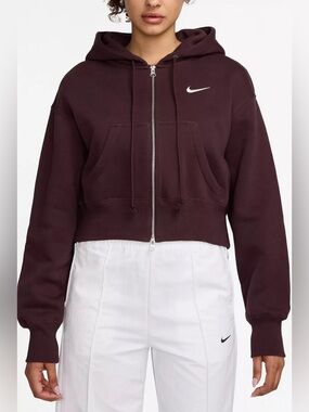 NWT Nike Sportswear Phoenix Fleece Cropped Full-Zip Hoodie Sweatshirt